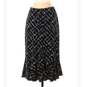 Dialogue Geo Print Ruffle Hem Stretch Skirt, Size 12